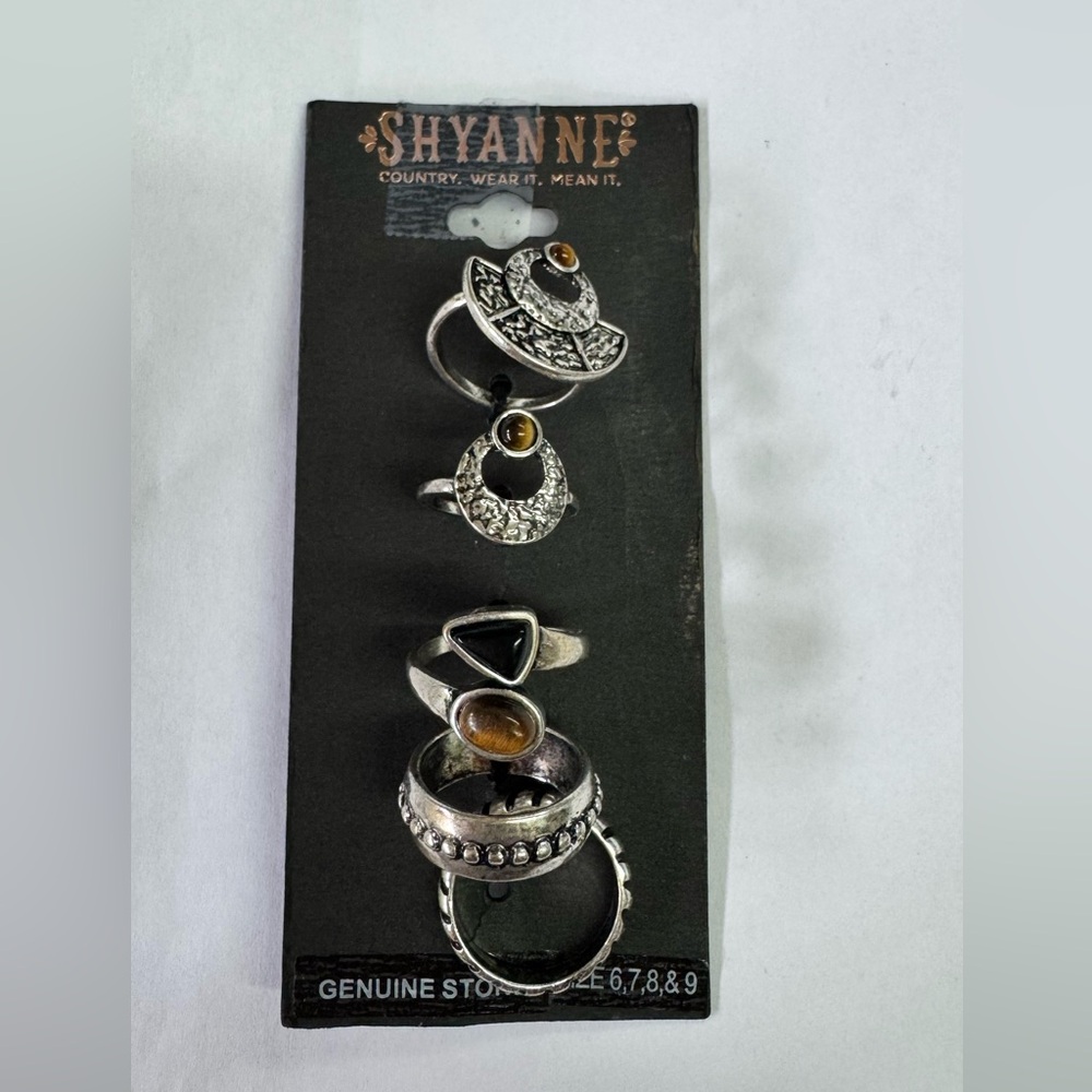 Shyanne Silver and Brown Ring Set